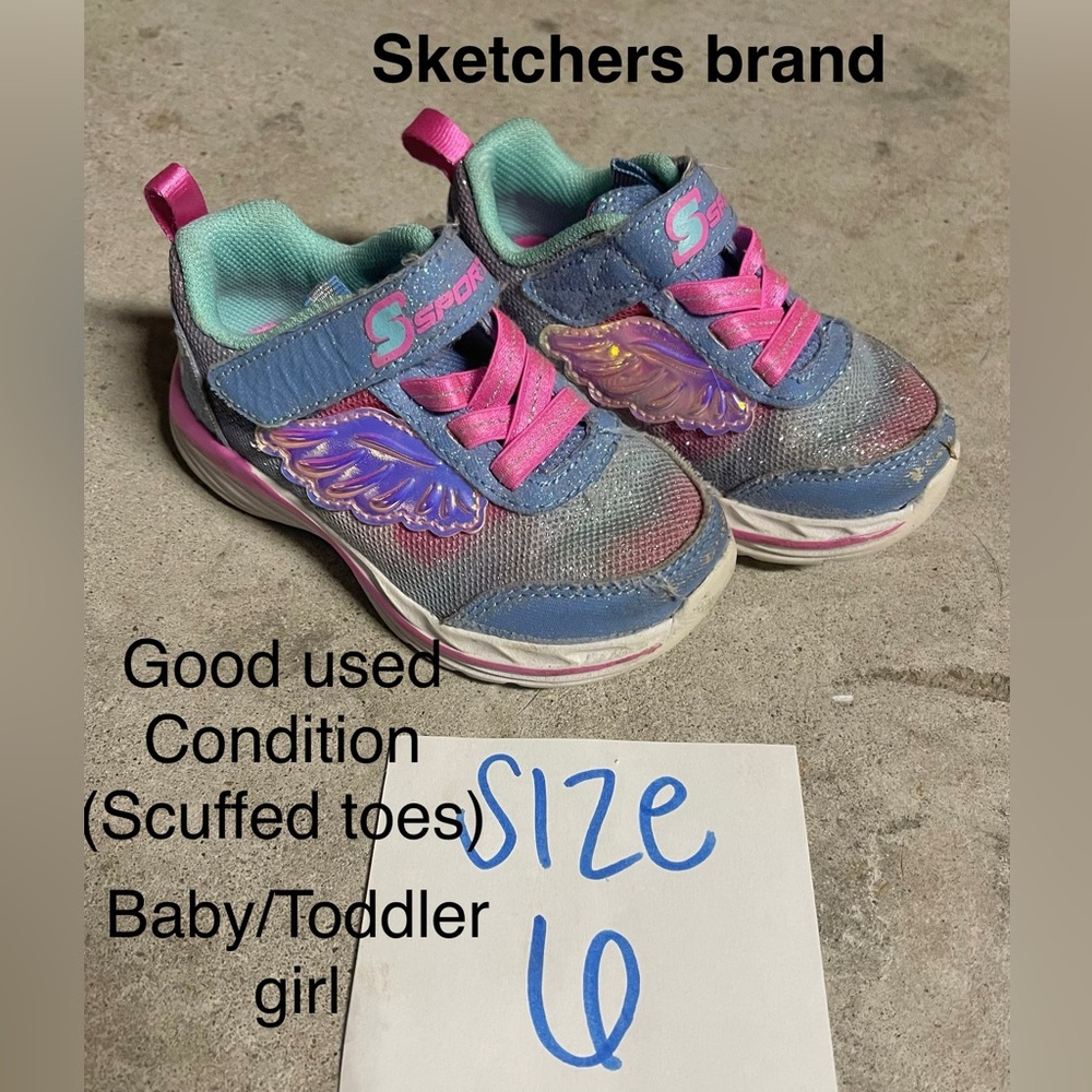 Pink and Blue Toddler girls Skechers Sneakers